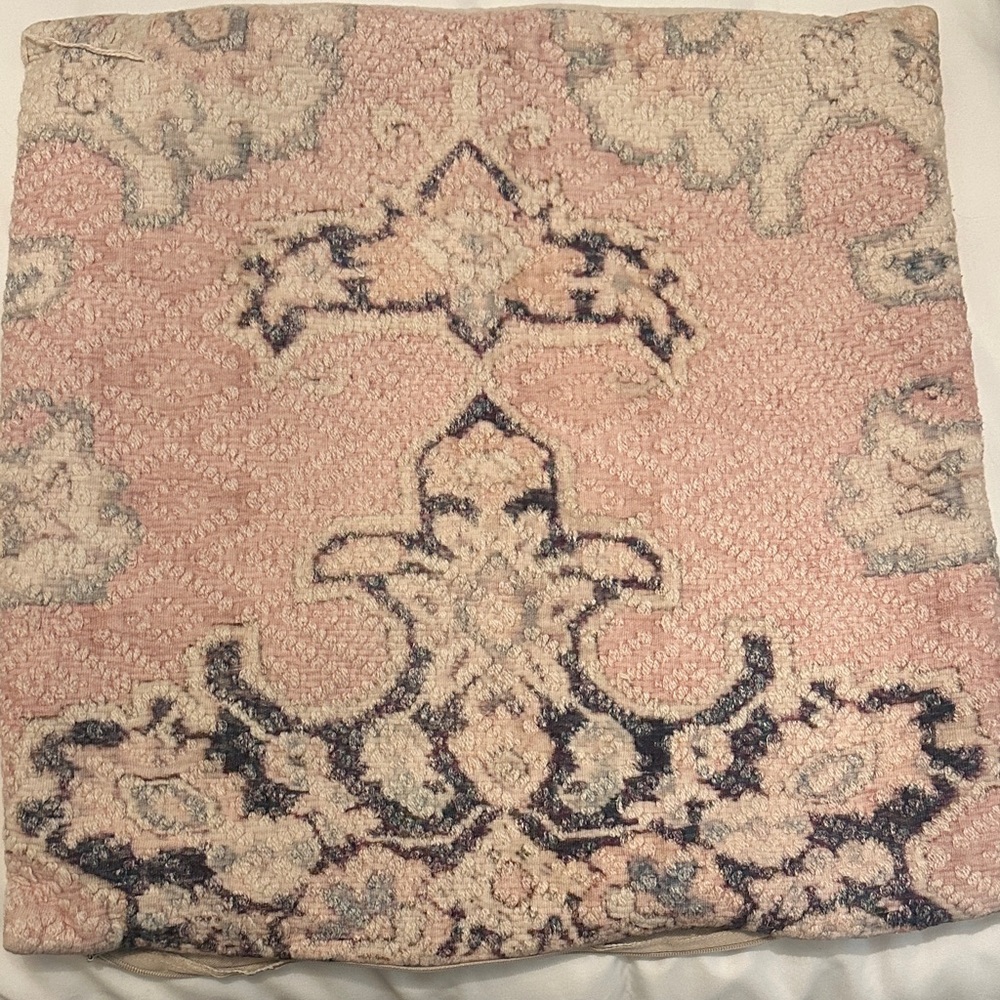 2, 18x18 Pink and Blue Pottery Barn Patterned Pillow Covers